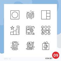 paquete de iconos vectoriales de stock de 9 signos y símbolos de línea para la configuración optimizar el diseño posiciones móviles elementos de diseño vectorial editables vector