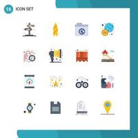 Set of 16 Modern UI Icons Symbols Signs for ureters lungs disease surfing hours world wide Editable Pack of Creative Vector Design Elements