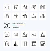 20 Buildings Line icon Pack like public arena property house entrance vector