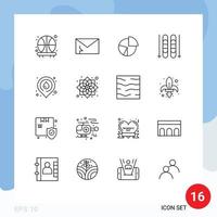 Group of 16 Outlines Signs and Symbols for sport ice chart statistics graph Editable Vector Design Elements