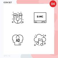 Stock Vector Icon Pack of 4 Line Signs and Symbols for attraction brian board elementary cloud Editable Vector Design Elements