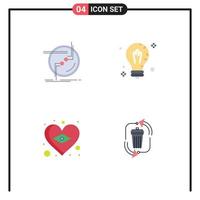 User Interface Pack of 4 Basic Flat Icons of chain light link bulb flag Editable Vector Design Elements