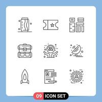 Set of 9 Commercial Outlines pack for big sale luggage content bag travel Editable Vector Design Elements