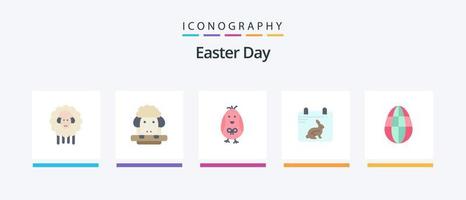 Easter Flat 5 Icon Pack Including . calender. holiday. egg. Creative Icons Design vector