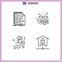 Group of 4 Modern Filledline Flat Colors Set for code business programming education devices Editable Vector Design Elements