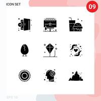 Set of 9 Modern UI Icons Symbols Signs for fun happy billboard baby chicken Editable Vector Design Elements