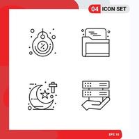 paquete de interfaz de usuario de 4 colores planos básicos de línea completa de etiqueta religión estudios web elementos de diseño vectorial editables vector