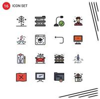 16 User Interface Flat Color Filled Line Pack of modern Signs and Symbols of worker man laboratory coordinator gadget Editable Creative Vector Design Elements