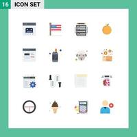 Group of 16 Flat Colors Signs and Symbols for coding chinese usa china server Editable Pack of Creative Vector Design Elements