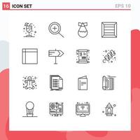 Modern Set of 16 Outlines and symbols such as map house box home ware handkerchief Editable Vector Design Elements