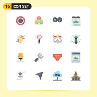 Modern Set of 16 Flat Colors and symbols such as path forward feeding business mask Editable Pack of Creative Vector Design Elements