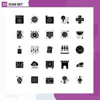 Universal Icon Symbols Group of 25 Modern Solid Glyphs of tarot astrology data process business Editable Vector Design Elements