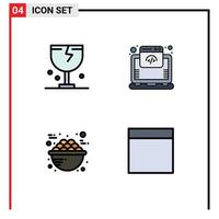 User Interface Pack of 4 Basic Filledline Flat Colors of caution bowl logistic hosting porridge Editable Vector Design Elements