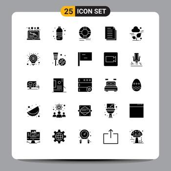 25 concepto de glifo sólido para sitios web móviles y aplicaciones documentos en papel círculo documento anillo elementos de diseño vectorial editables vector