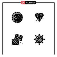 Set of 4 Modern UI Icons Symbols Signs for code email management ecommerce glasses Editable Vector Design Elements