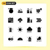 16 Universal Solid Glyph Signs Symbols of hardware document spa cv storage Editable Vector Design Elements