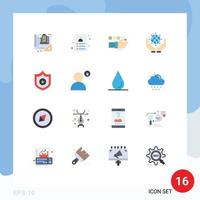 User Interface Pack of 16 Basic Flat Colors of police save the world monitoring protect pulse Editable Pack of Creative Vector Design Elements