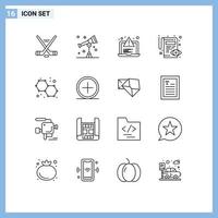 Set of 16 Modern UI Icons Symbols Signs for chemistry view development pencil document Editable Vector Design Elements