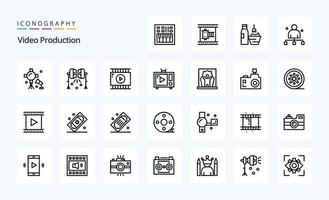 25 Video Production Line icon pack vector