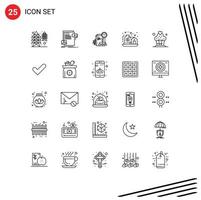 Pictogram Set of 25 Simple Lines of cake investment website home business Editable Vector Design Elements