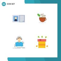 Set of 4 Commercial Flat Icons pack for communication engineer info cup listen Editable Vector Design Elements