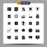 25 Thematic Vector Solid Glyphs and Editable Symbols of architecture pie report graphical board Editable Vector Design Elements