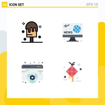 Modern Set of 4 Flat Icons and symbols such as cream fine arts hobbies screen web Editable Vector Design Elements