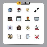 Modern Set of 16 Flat Color Filled Lines and symbols such as e close mind linked connection Editable Creative Vector Design Elements