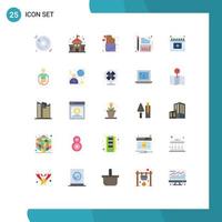 Flat Color Pack of 25 Universal Symbols of medical appointment lifestyle sheet financial Editable Vector Design Elements