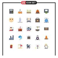 Pictogram Set of 25 Simple Flat Colors of cheerful card harvest atm bag Editable Vector Design Elements