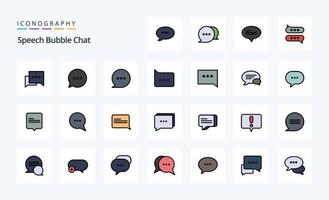 paquete de iconos de estilo lleno de 25 líneas de chat vector