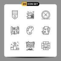 Set of 9 Modern UI Icons Symbols Signs for pen blue print expenses remove delete Editable Vector Design Elements