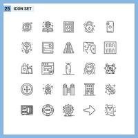 Group of 25 Lines Signs and Symbols for mobile phone web advancement user interface Editable Vector Design Elements