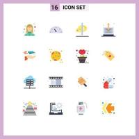 User Interface Pack of 16 Basic Flat Colors of hand sent creativity mail inspiration Editable Pack of Creative Vector Design Elements