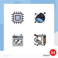 User Interface Pack of 4 Basic Filledline Flat Colors of chip blog gadget chart feedback Editable Vector Design Elements