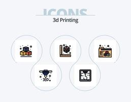 3d Printing Line Filled Icon Pack 5 Icon Design. cube. 3d. cube. web. box vector