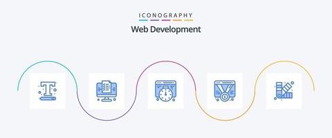 Web Development Blue 5 Icon Pack Including designing. web. website. promotion. badge vector