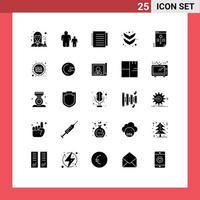 25 User Interface Solid Glyph Pack of modern Signs and Symbols of secure full parental control down paper Editable Vector Design Elements