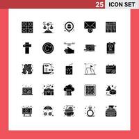 conjunto de 25 iconos de interfaz de usuario modernos signos de símbolos para elementos de diseño de vector editables de ubicación de correo de juicio de mensaje de controlador