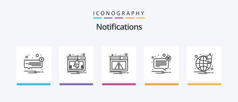 paquete de iconos de la línea 5 de notificaciones, incluido uno. notificación. móvil. no leído. correo. diseño de iconos creativos vector