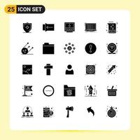 Universal Icon Symbols Group of 25 Modern Solid Glyphs of developer app business api office Editable Vector Design Elements