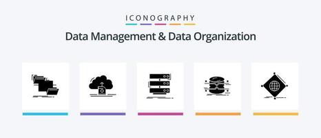 Data Management And Data Organization Glyph 5 Icon Pack Including architecture. database. data. data. rack. Creative Icons Design vector