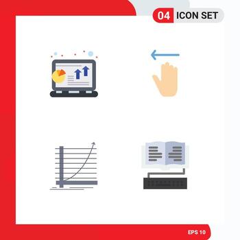 Pack of 4 Modern Flat Icons Signs and Symbols for Web Print Media such as analysis arrow laptop arrow curve Editable Vector Design Elements