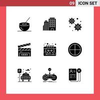 9 Universal Solid Glyphs Set for Web and Mobile Applications halloween calendar city film flap clapper Editable Vector Design Elements