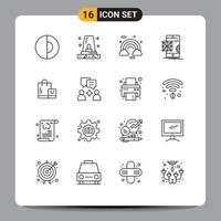 16 User Interface Outline Pack of modern Signs and Symbols of mobile coding celebrate application irish Editable Vector Design Elements