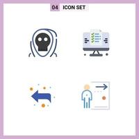 Set of 4 Vector Flat Icons on Grid for dead arrow halloween page left Editable Vector Design Elements