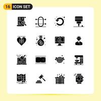 16 Thematic Vector Solid Glyphs and Editable Symbols of oil engine rowing up left Editable Vector Design Elements