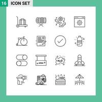 Group of 16 Outlines Signs and Symbols for transport website hand webpage browser Editable Vector Design Elements