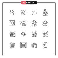 Universal Icon Symbols Group of 16 Modern Outlines of analytics people refresh meeting group Editable Vector Design Elements