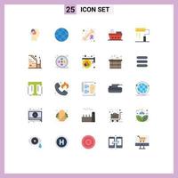 25 Universal Flat Color Signs Symbols of development coding cancer vehicles marine Editable Vector Design Elements